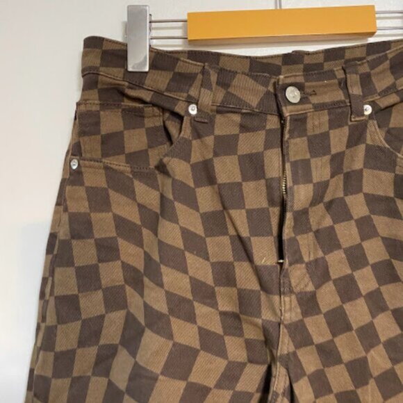 DIVIDED H&M Brown Checkerboard Women's High Waisted Jeans Size 10 - Picture 10 of 16